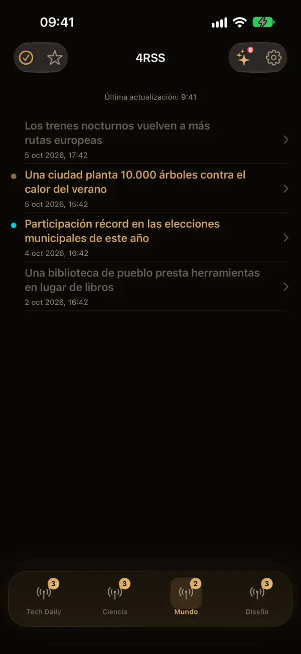 4RSS — Cuatro feeds en la barra inferior