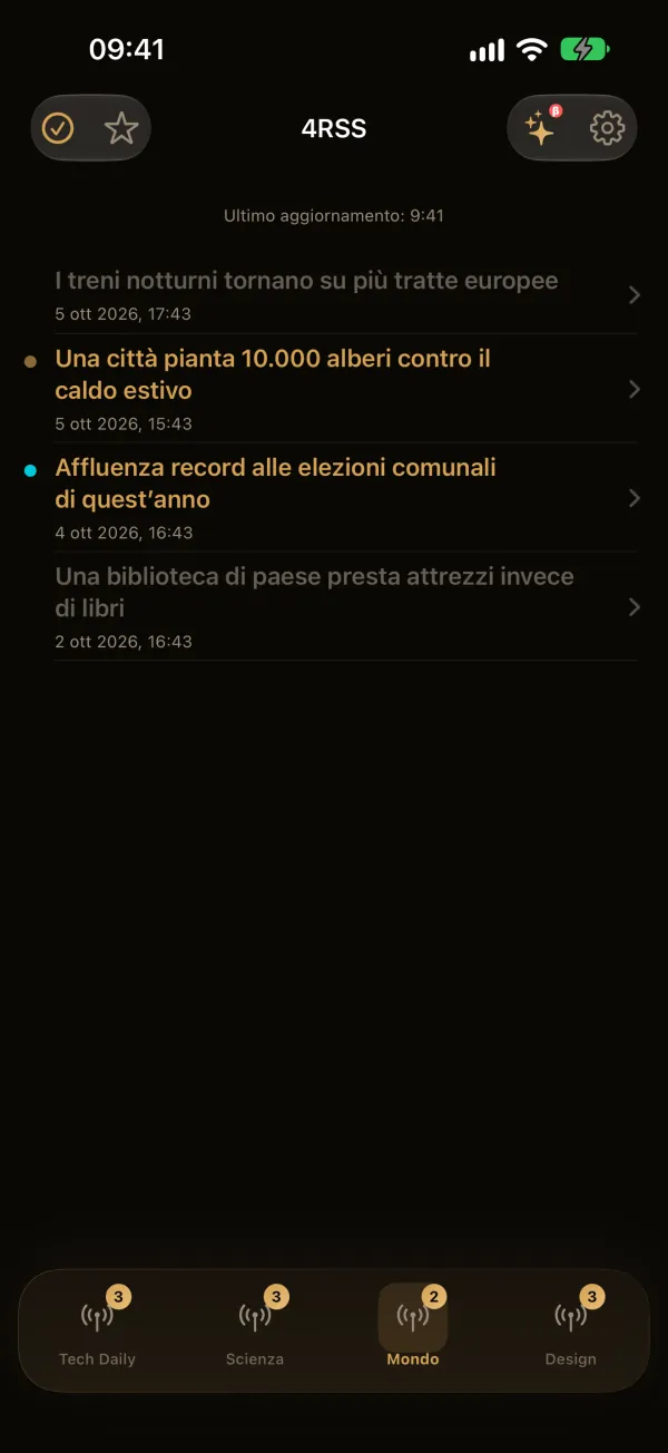 4RSS — Quattro feed nella barra in basso